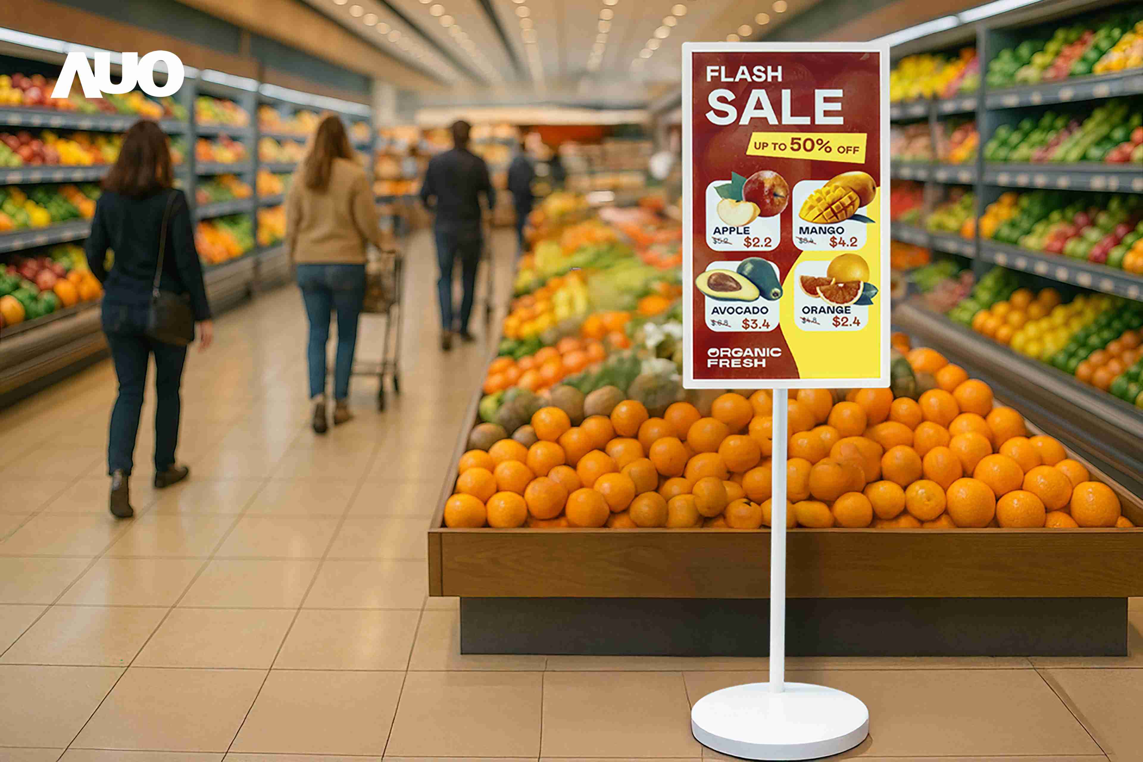 达擎首亮相低功耗、、全彩的〝aecoPost电子纸解决方案〞，，，仅在更新画面时需要微量的电力驱动，，，，无需布建电线的便捷设计，，，使其可灵活应用、、、随意置放，，并可透过云端或行动装置app，，，轻松管理及排程广告内容，，，晋升店头营销利器。。。。